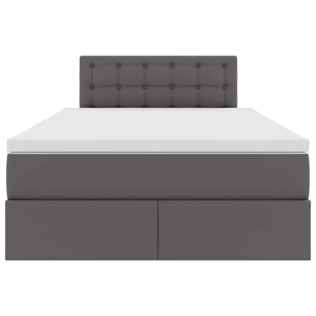 Letto con contenitore e LED Grigio 120 x 190 cm Pelle Sintetica