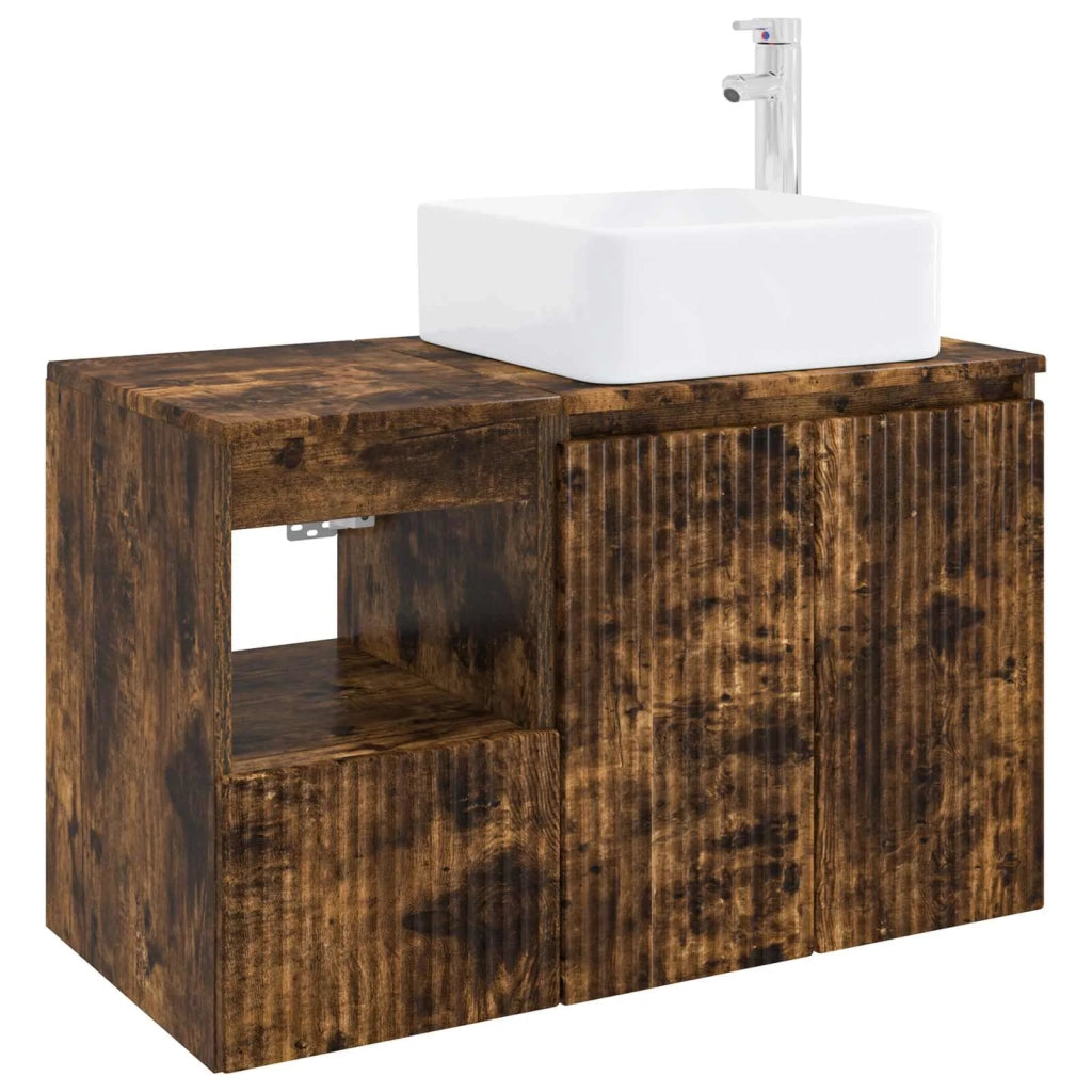 Set di mobili per il bagno 2 pz Rovere Fumo 3404049