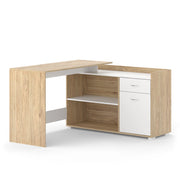 Vicco Scrivania ad angolo Bianco/Sonoma 135 x 77 cm con cassetto