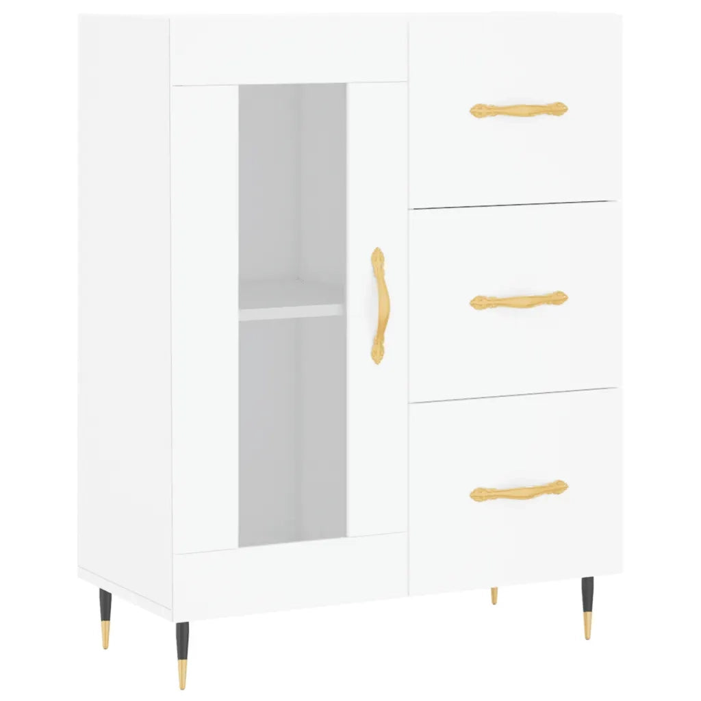 Credenza-Buffet-Armadio da cucina Bianca 69,5x34x180 cm in Legno Multistrato 111114