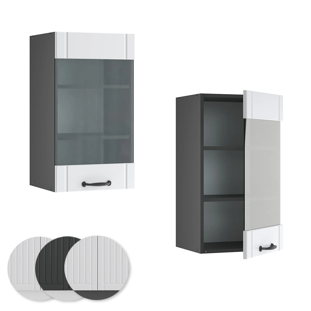 Vicco Mobile da cucina in vetro Bianco casa di campagna 40 cm