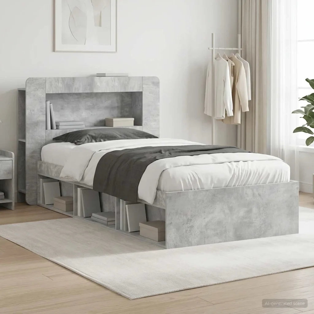 Telaio del letto con storage Grigio Cemento 75 x 190 cm 3433425