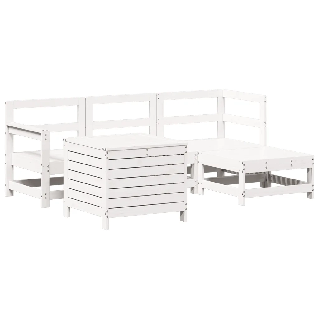 Set Salotto da Giardino 5 pz Bianco in Legno Massello di Pinocod mxl 116727