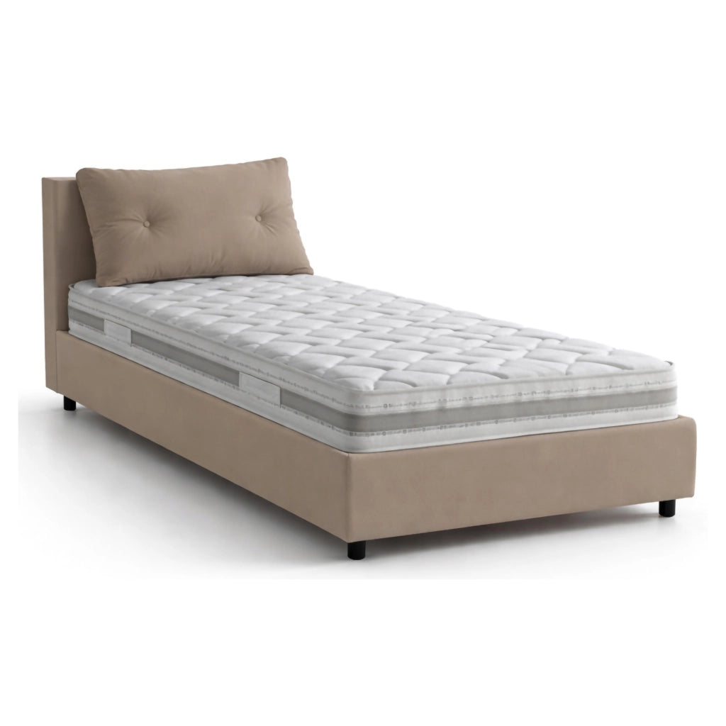 Arcisate, Letto Singolo Materasso Incluso Made in Italy, Grigio Tortora