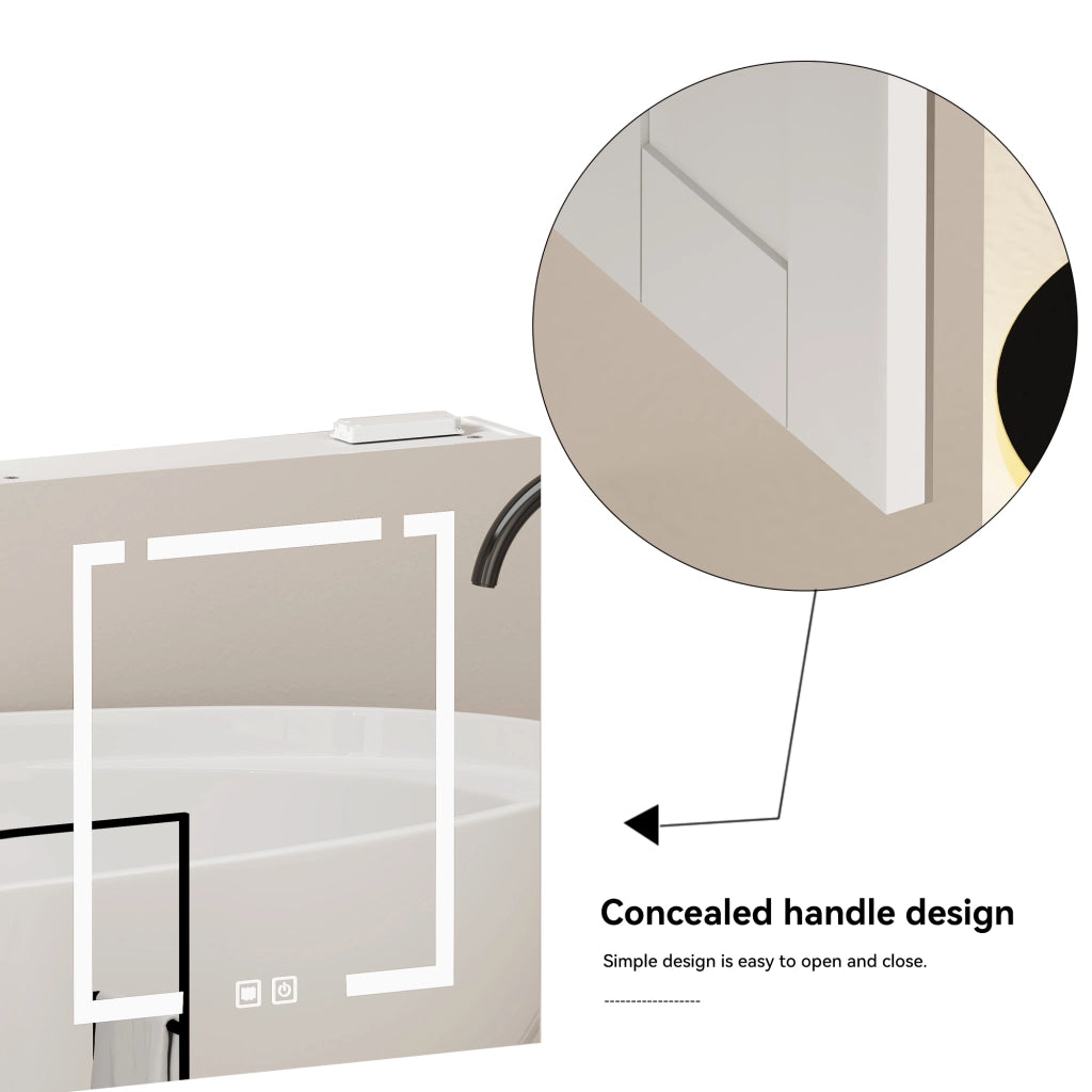 Armadietto a specchio con LED e vani contenitore da parete per bagno soggiorno moderno bianco 72 × 24,5 × 73 cm