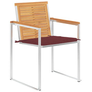 Sedie da Giardino con Cuscini 4 pz in Legno Massello di Teak 3078563