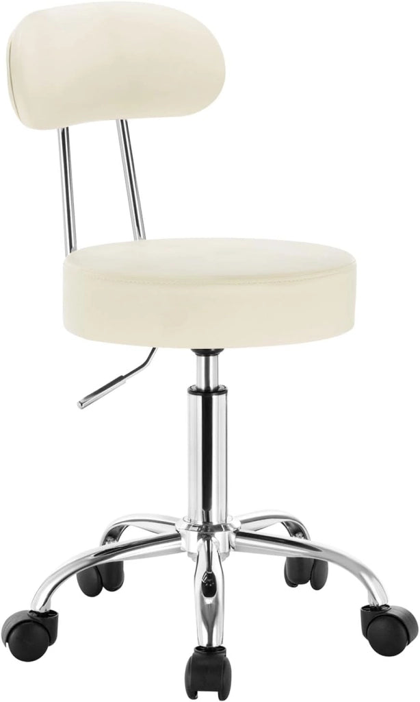 Sedie Ufficio Sedia da Scrivania Sgabelli con Schienale PU Cromato Girevole Moderno, per Ufficio, Salone, Massaggio, Toeletta Trucco, Crema