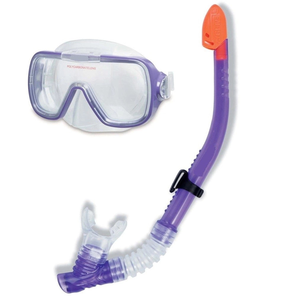 Trade Shop - Set Maschera Con Boccaio Per Immersioni Snorkeling Sub Mare Piscina Viola -