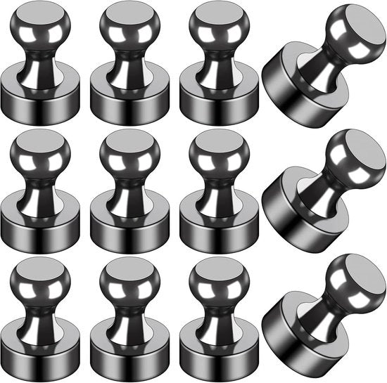 Magnetici per frigorifero, 12 pezzi, piccoli magneti potenti per frigorifero/whiteboard, accessori classe/ cucina, decorazione, insieme di cassetti, decorazione imprescindibile, ufficio/calendario/frigorifero articoli artigianali magnetici, nero