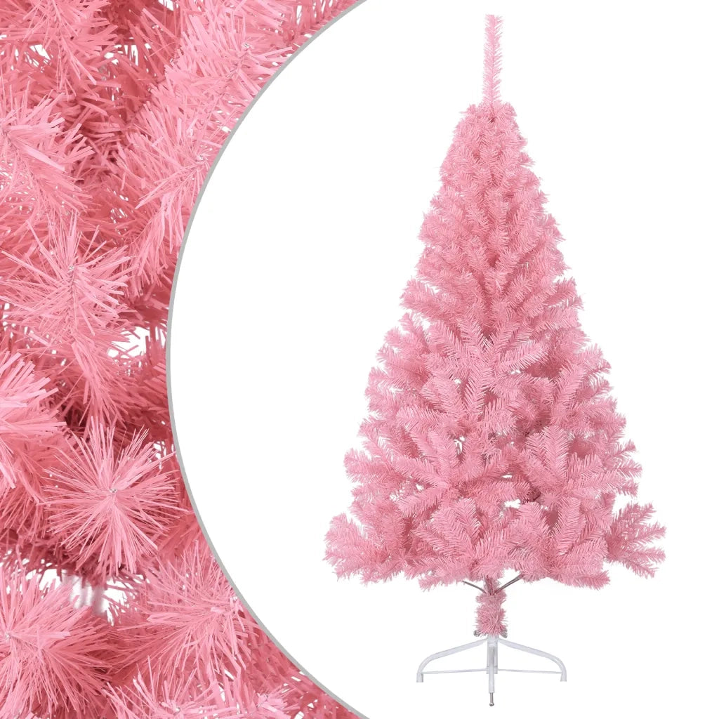 Albero di Natale Artificiale a MetÃ  con Supporto Rosa 120cm PVC