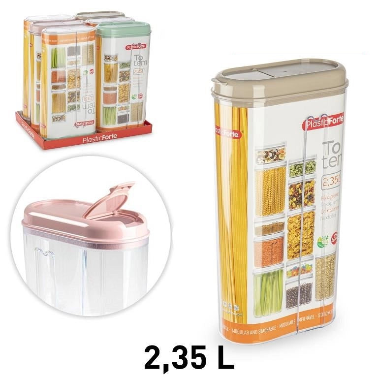 1 Pezzo Barattolo Recipiente da Cucina Totem in Plastica 2350 ml 3 Colori