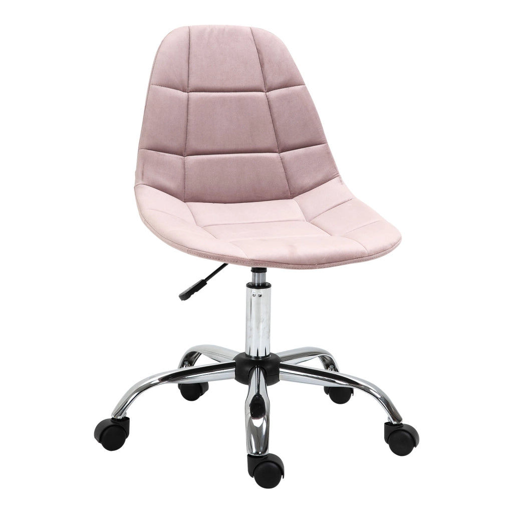Sedia da Ufficio Girevole , Design Ergonomico e Regolabile Senza Braccioli, Rosa, 59x59x81-91cm