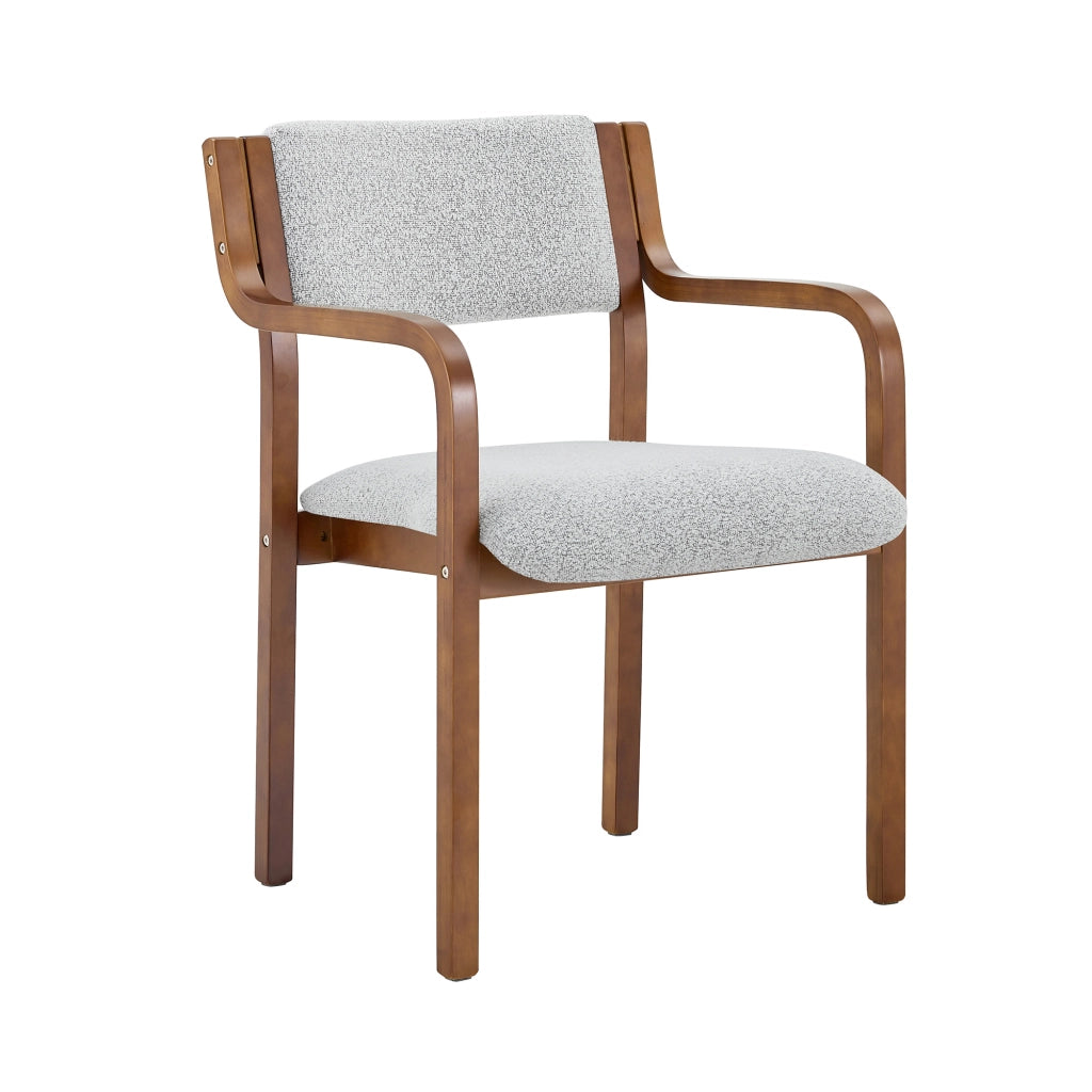 Sedia da Pranzo Set da 2 con Braccioli Design Scandinavo in Legno Curvato Grigio Noce