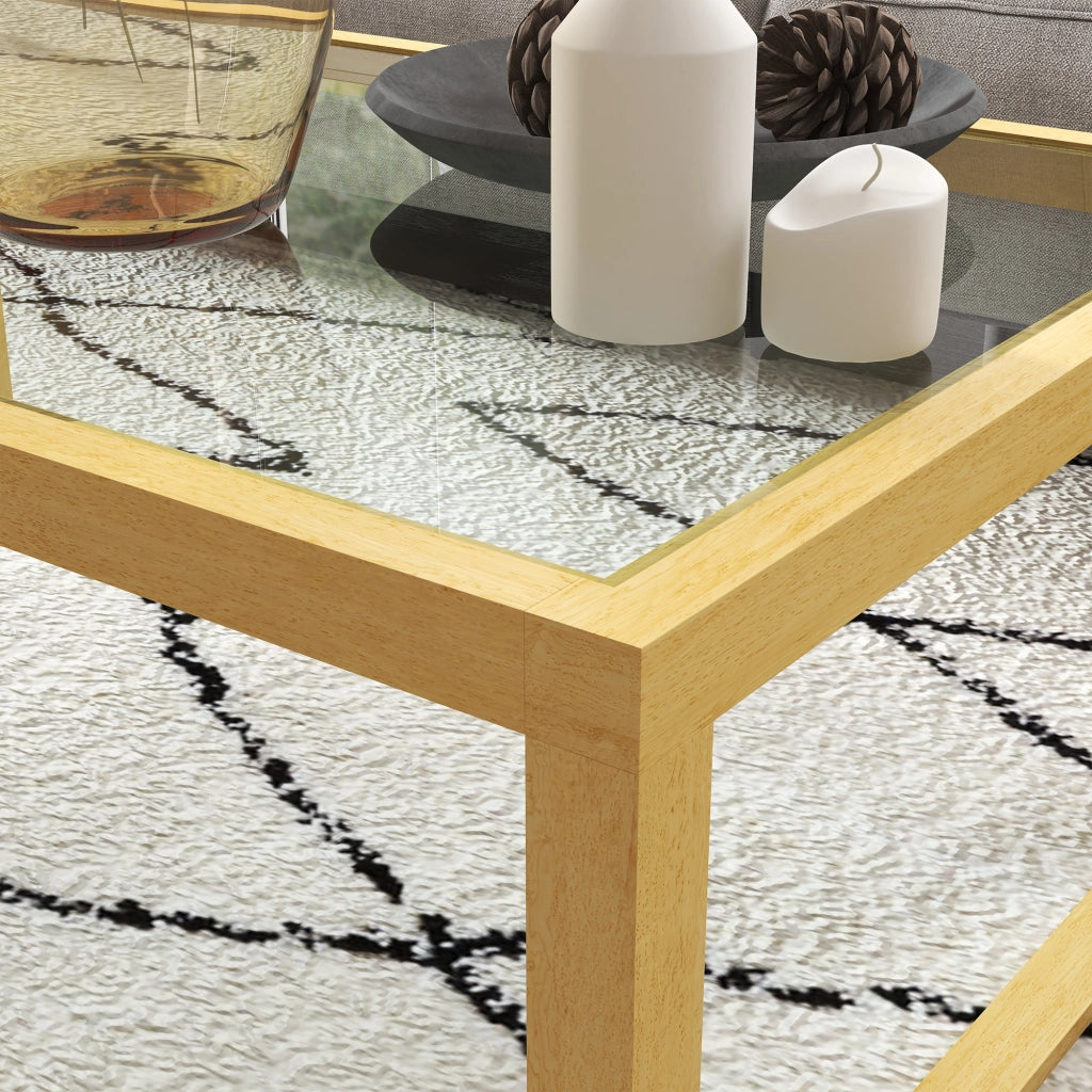 Tavolino da caff¨¨ rettangolare ¨C Xylo ¨C Piano in vetro temperato e legno, 100x60x35 cm
