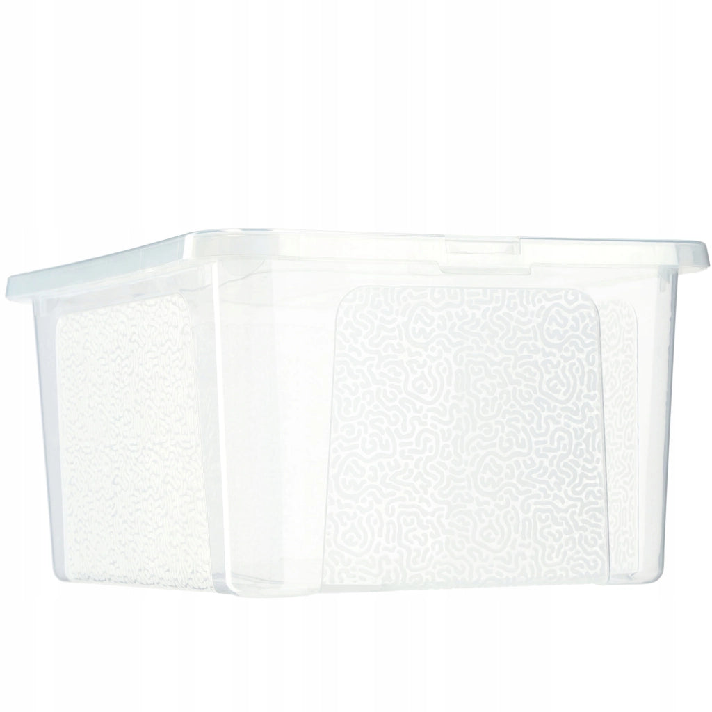 Contenitore in plastica KADAX da 20 litri con coperchio, trasparente e richiudibile, grande scatola