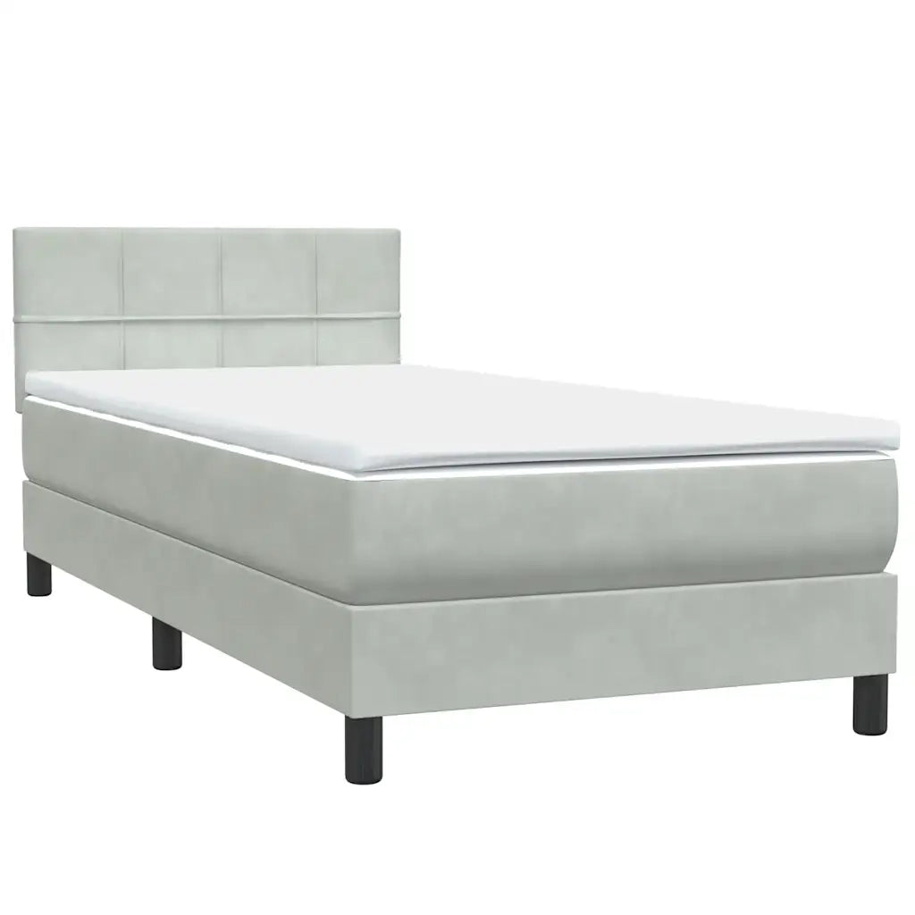 Giroletto a Molle con Materasso Grigio Chiaro 80x210 cm Velluto 3316185