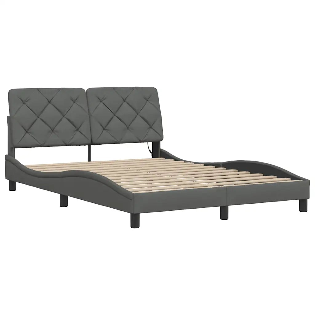 Giroletto con LED senza Materasso-Struttura Letto Grigio Scuro 140x190 cm