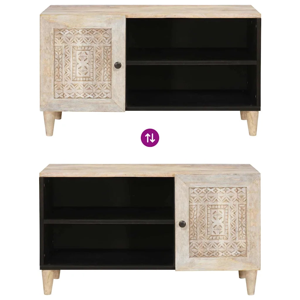 vidaXL Mobile TV Bianco 80 x 33 x 46 cm legno massello di mango