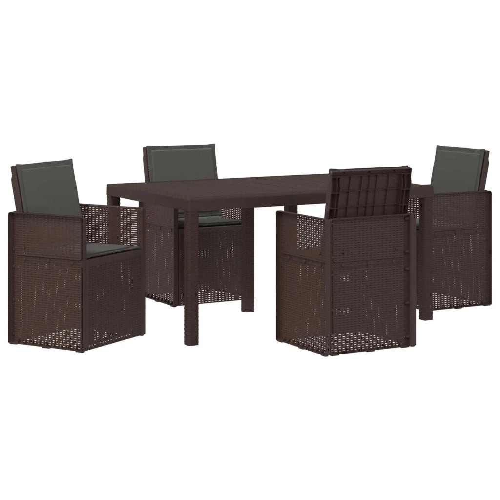 Set da Pranzo per Giardino 5 pcs Marrone e Antracite PP