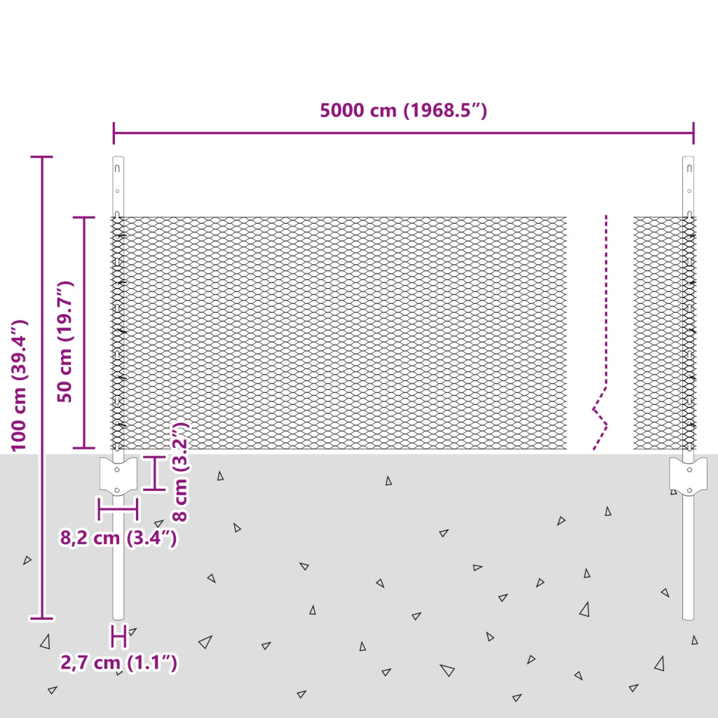 Posti per Recinto  11 pz U-Channel Grigio 60 cm Acciaio