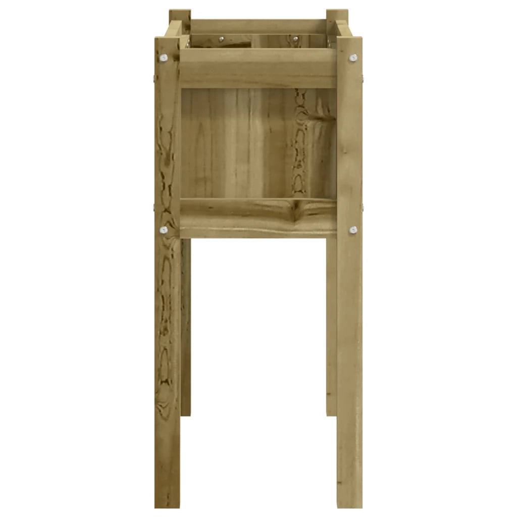Fioriera rialzata per piante fiori giardino terrazze set da 2 con gambe in legno di pino impregnato marrone 02_0039015