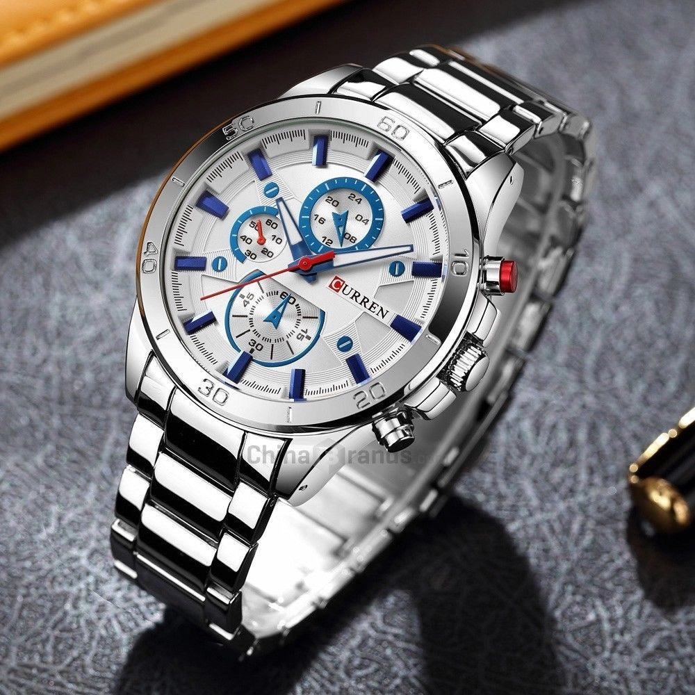 Trade Shop - Orologio Da Polso Curren 8275 Uomo Analogico Quarzo Business Silver Blu -