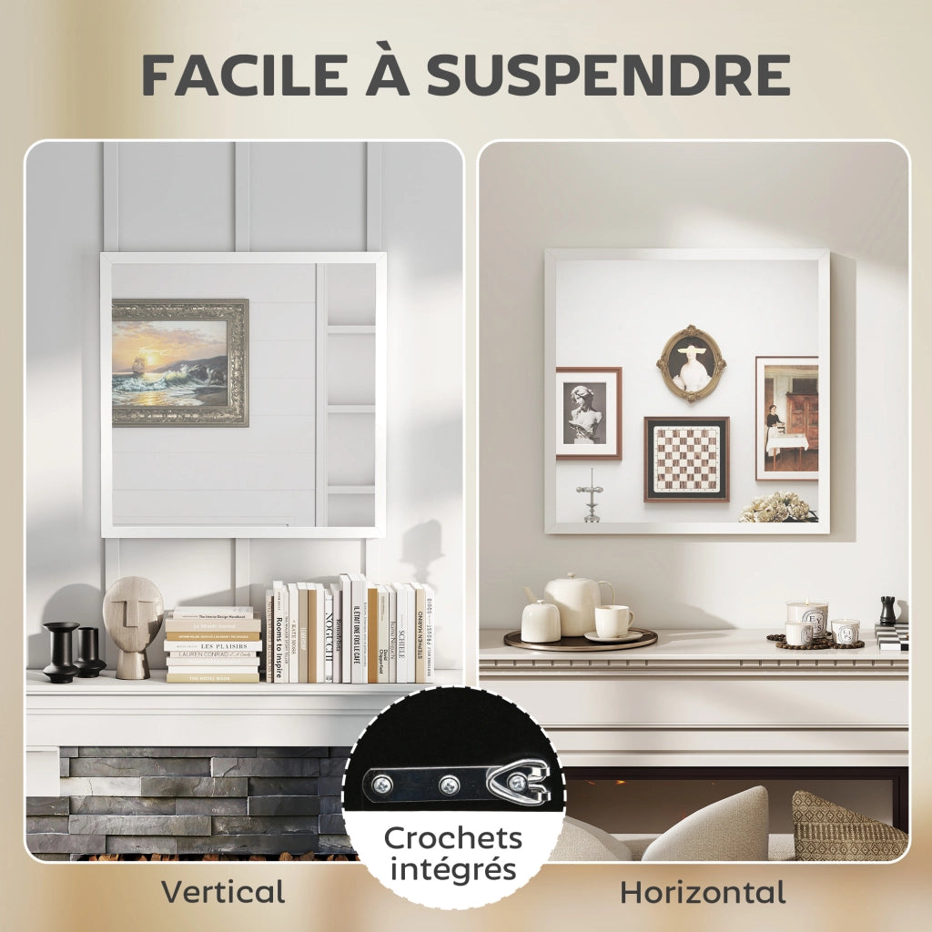 Specchio da parete quadrato ¨C zephmum ¨C bianco legno 50x50 cm