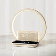 Lampada da notte con caricatore wireless e sveglia con funzione di alba - 10 watt, lampada da tavolo a controllo touch con 3 livelli di luminosità e suono rilassante per aiuto al sonno - per bambini e adulti
