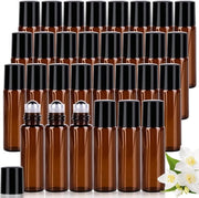 30 pezzi di olii essenziali Roller Flessen - Flessi Roll On in vetro - Flessi Roll-on vuoti - Flessi Roller Ball in acciaio inossidabile - miscela per aromaterapia