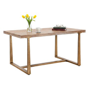 Tavolo fisso Kazimir, Ripiano da cucina, Consolle per sala da pranzo, Ripiano rettangolare fisso, Oro e Marrone, 150x90 h78 cm