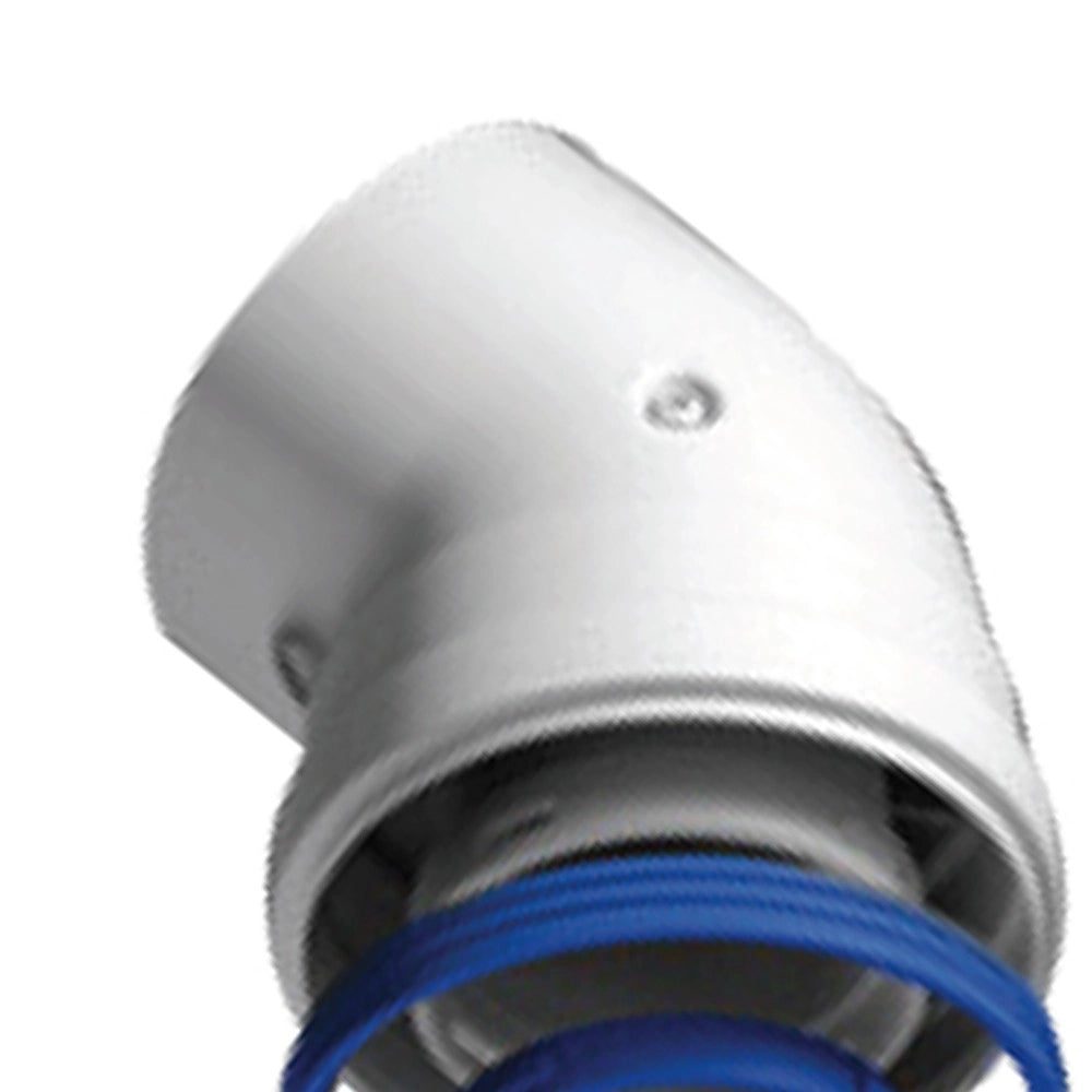 Curva 45 gradi coassiale maschio-femmina di d60-100 mm in acciaio e alluminio