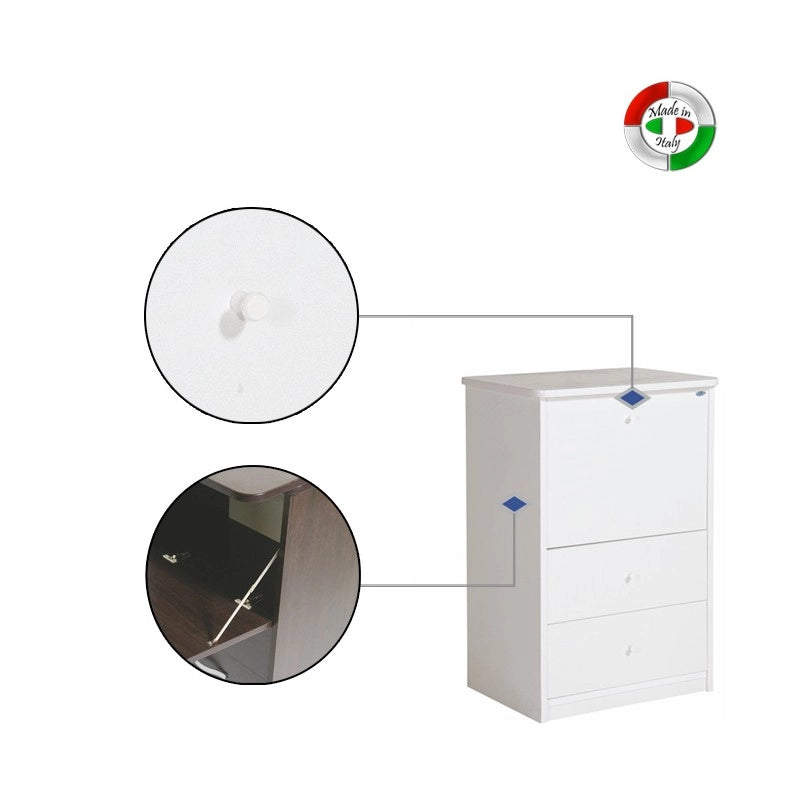 Mobile asse stiro bianco frassinato con 3 cassetti cm 44x57xH.89