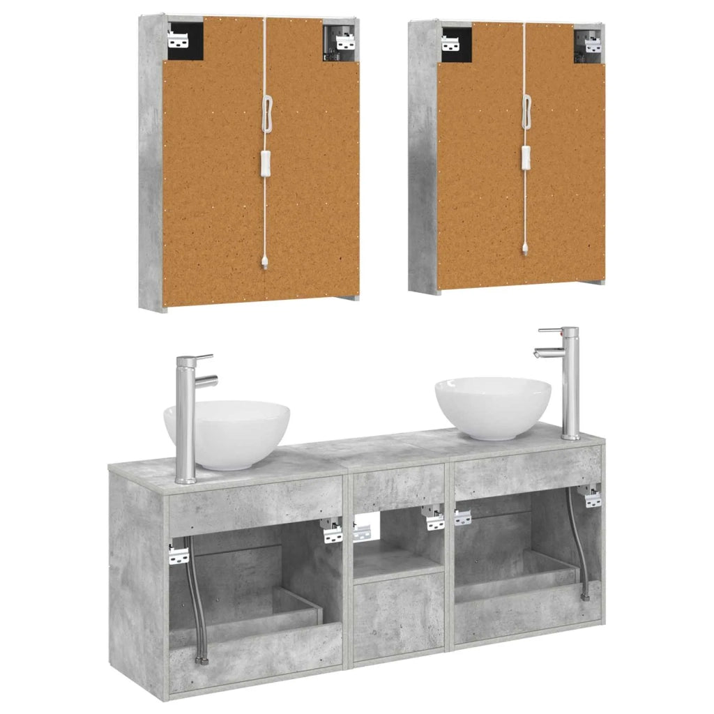 Set di Armadi da Bagno 5 pcs Grigio Cemento 53 x 15,5 x 70 cm 3406690