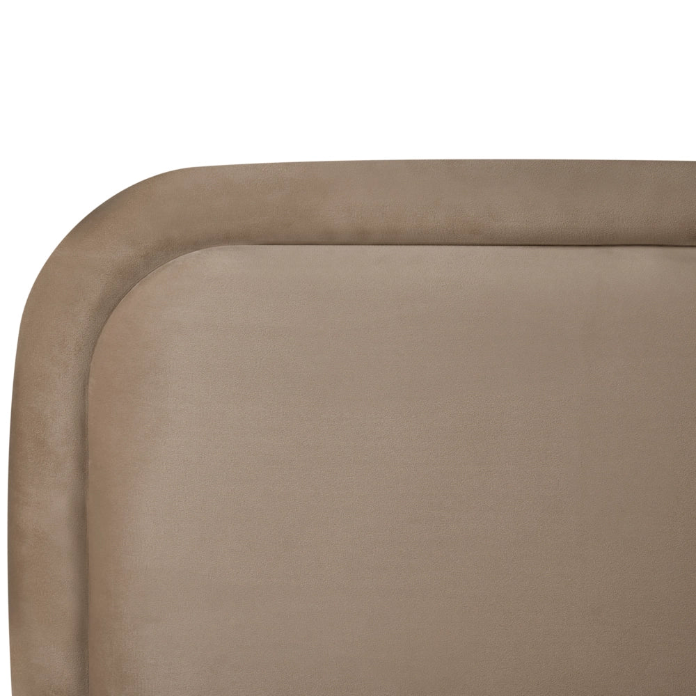 Letto matrimoniale EU Beige Velvet 160 x 200 cm Imbottito Telaio Poggiatesta