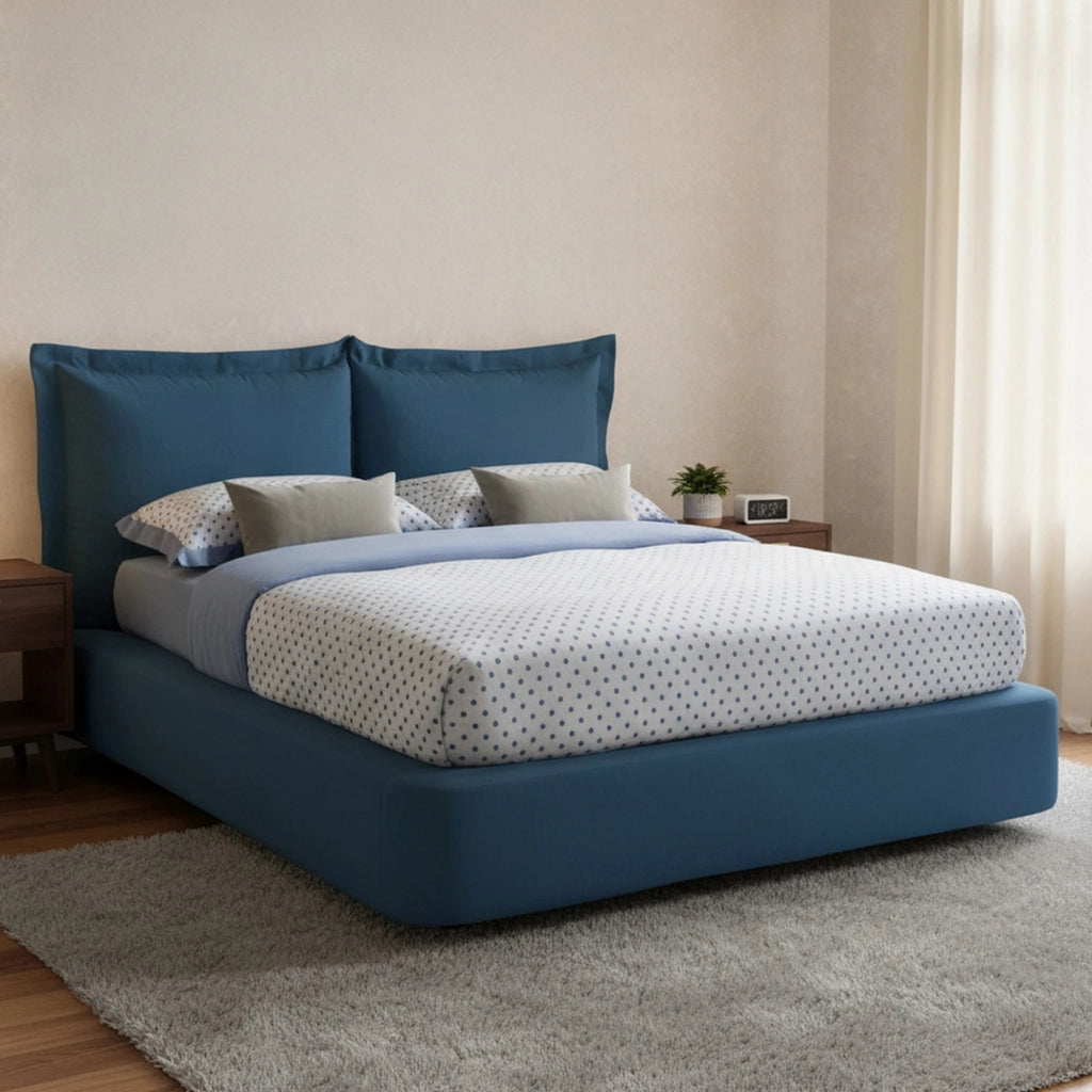 Letto matrimoniale Adi, Letto contenitore con rivestimento in tessuto, Made in Italy, Apertura frontale, adatto per materasso 160x190 cm, Blu