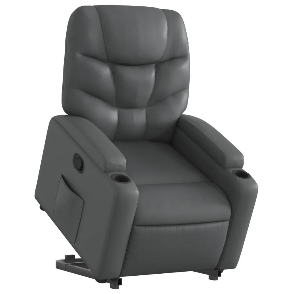 Poltrona Alzapersona Reclinabile Grigio in Similpelle 3204661