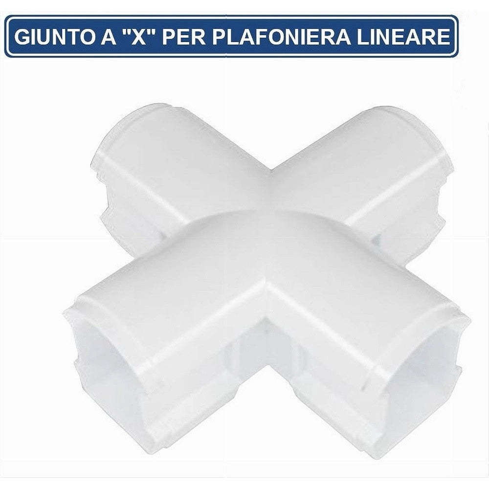 Trade Shop - Connettore Giunto A X Per Connessioni Plafoniere Lineari Raccordabili Yl20-x -