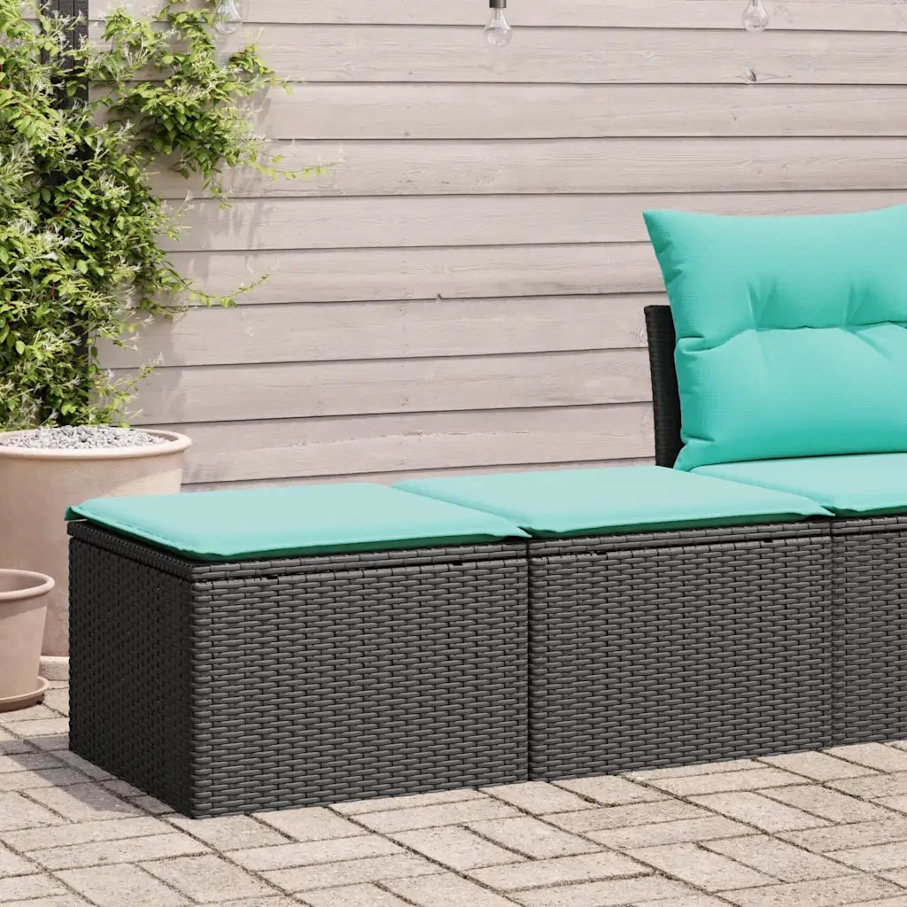 Set Divani da Giardino con Cuscini 2 pz | Set Salotto da Giardino Nero Polyrattan Acacia