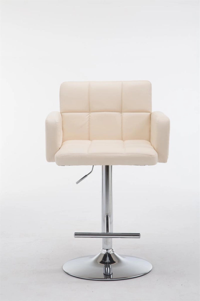Sgabello Los Angeles in similpelle crema,cromo