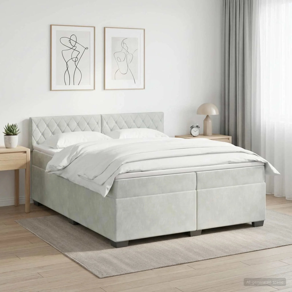 Letto con Box Spring, Materasso e LED Grigio Chiaro Velluto 3452240