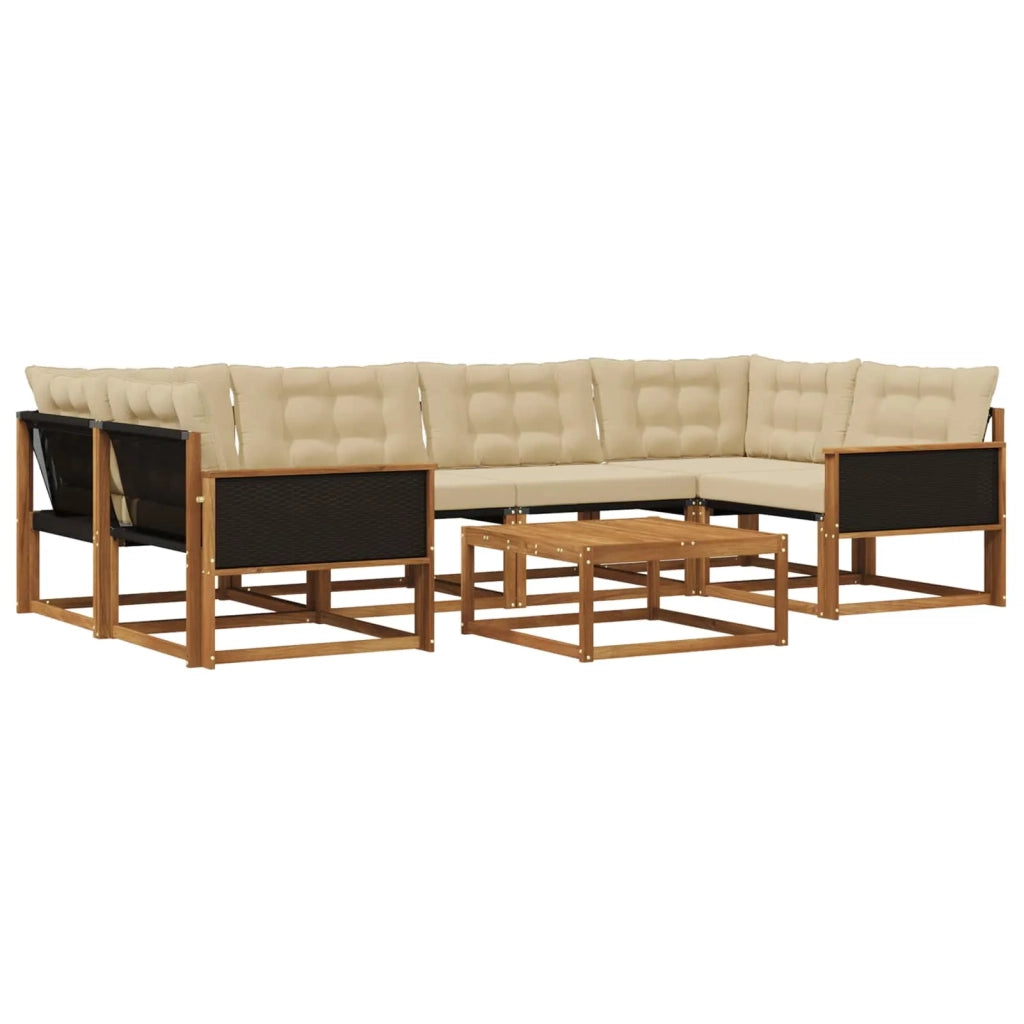 Set di divani da esterno con cuscino 7 pcs Naturale e Beige 3381273