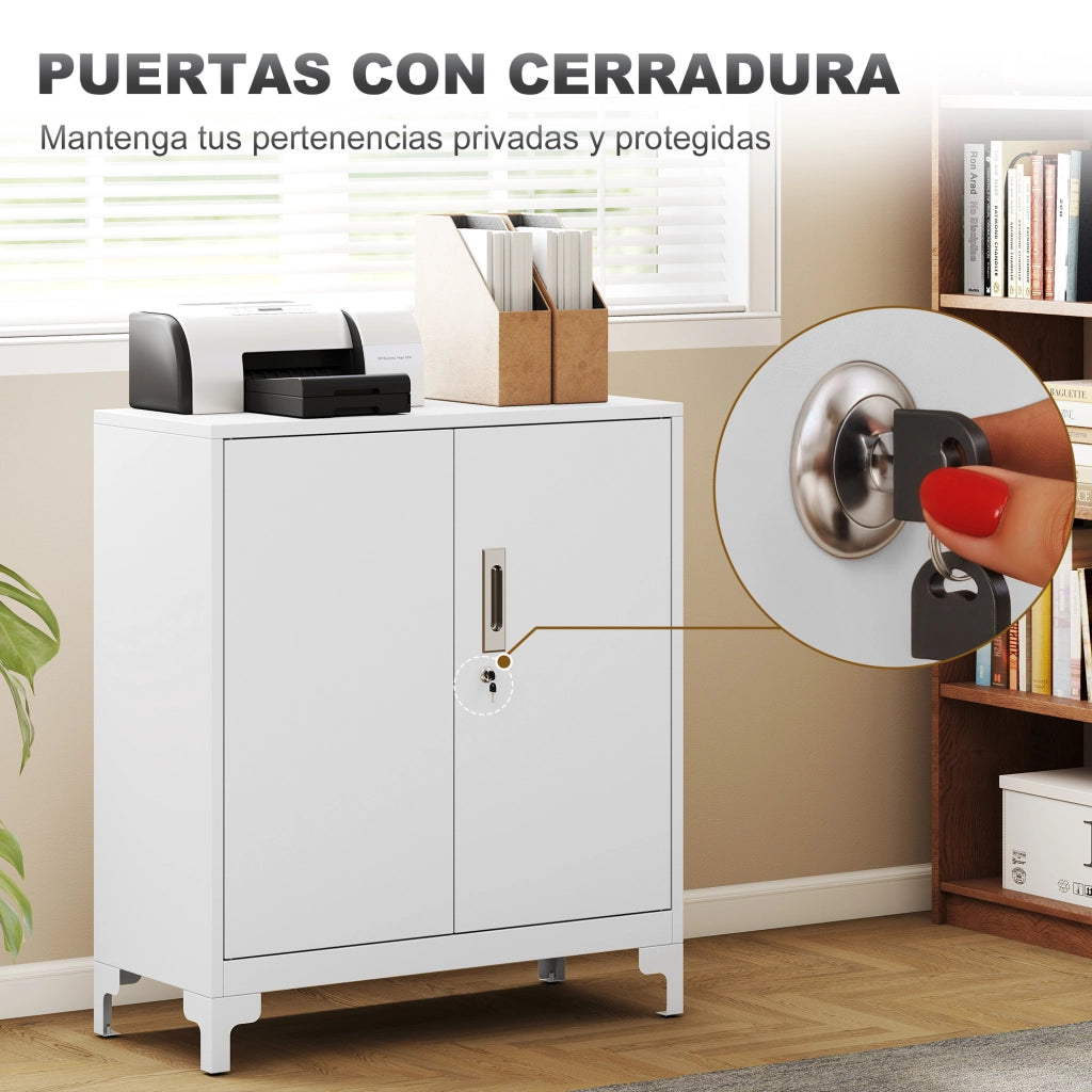 Armadio Metallo 2 Porte con Chiusura ¨C Zephmum ¨C Bianco 80x35x91 cm