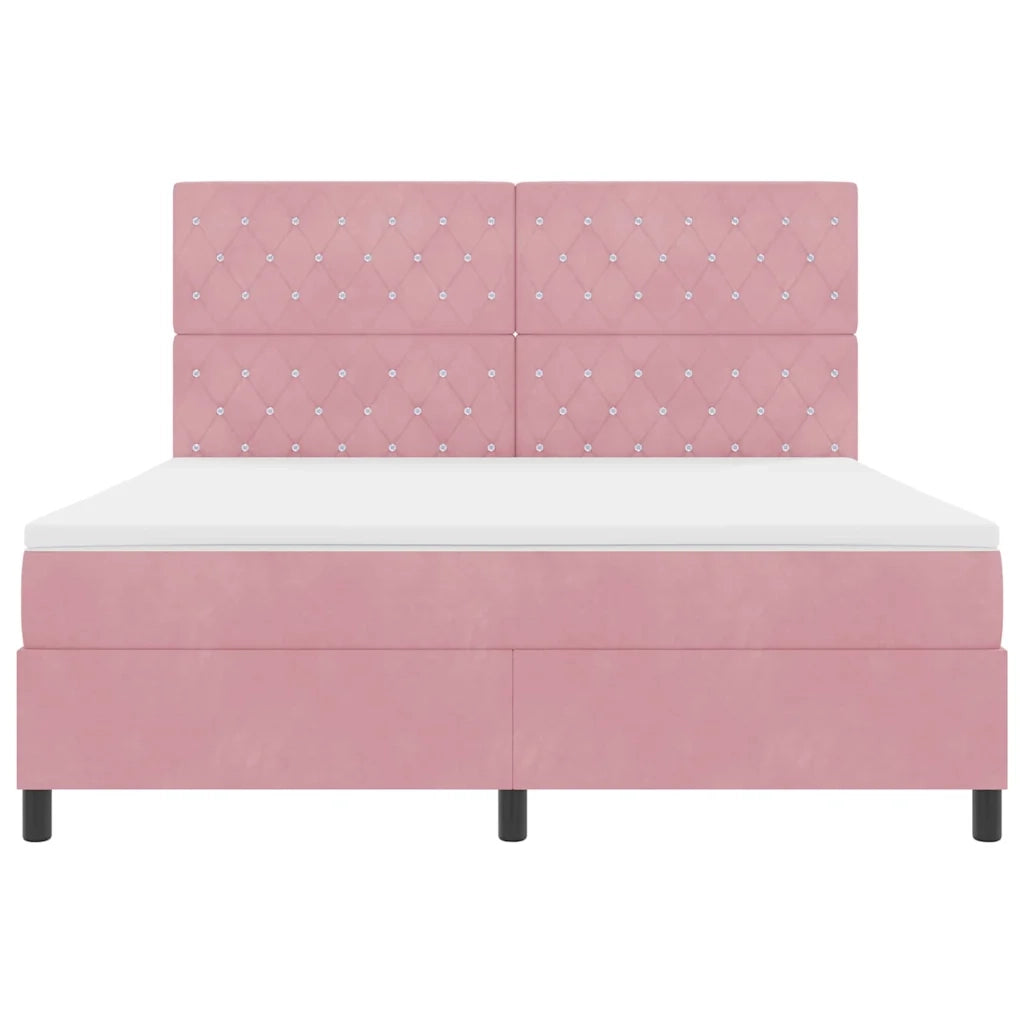 Letto a Sorgente LED con materasso Rosa 180 x 200 cm Velluto 3343267