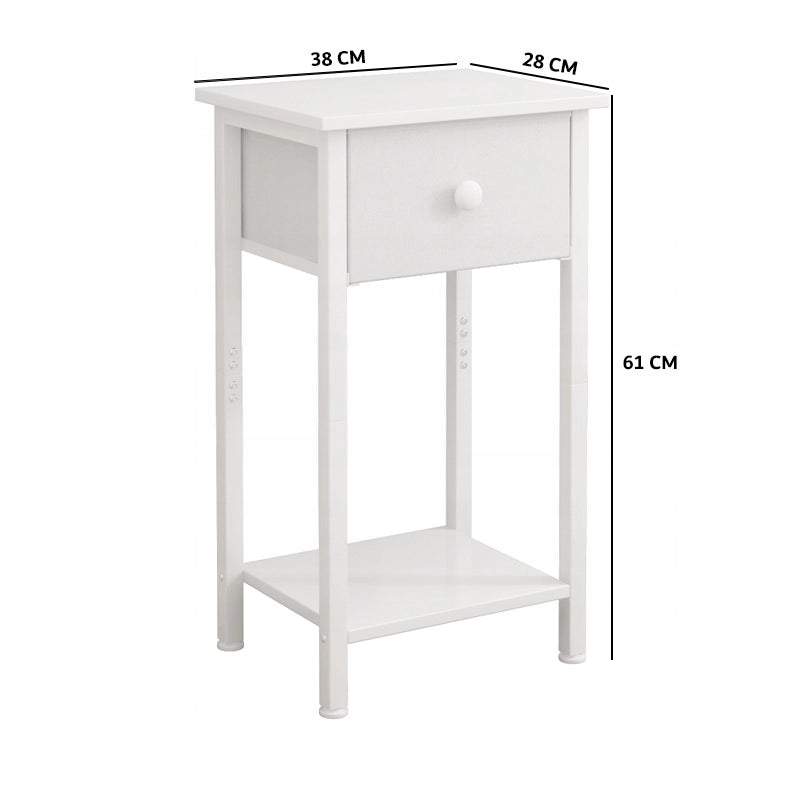 Comodino, cassettiera, mobile con cassetto e ripiano, bianco, per camera da letto, soggiorno e loft