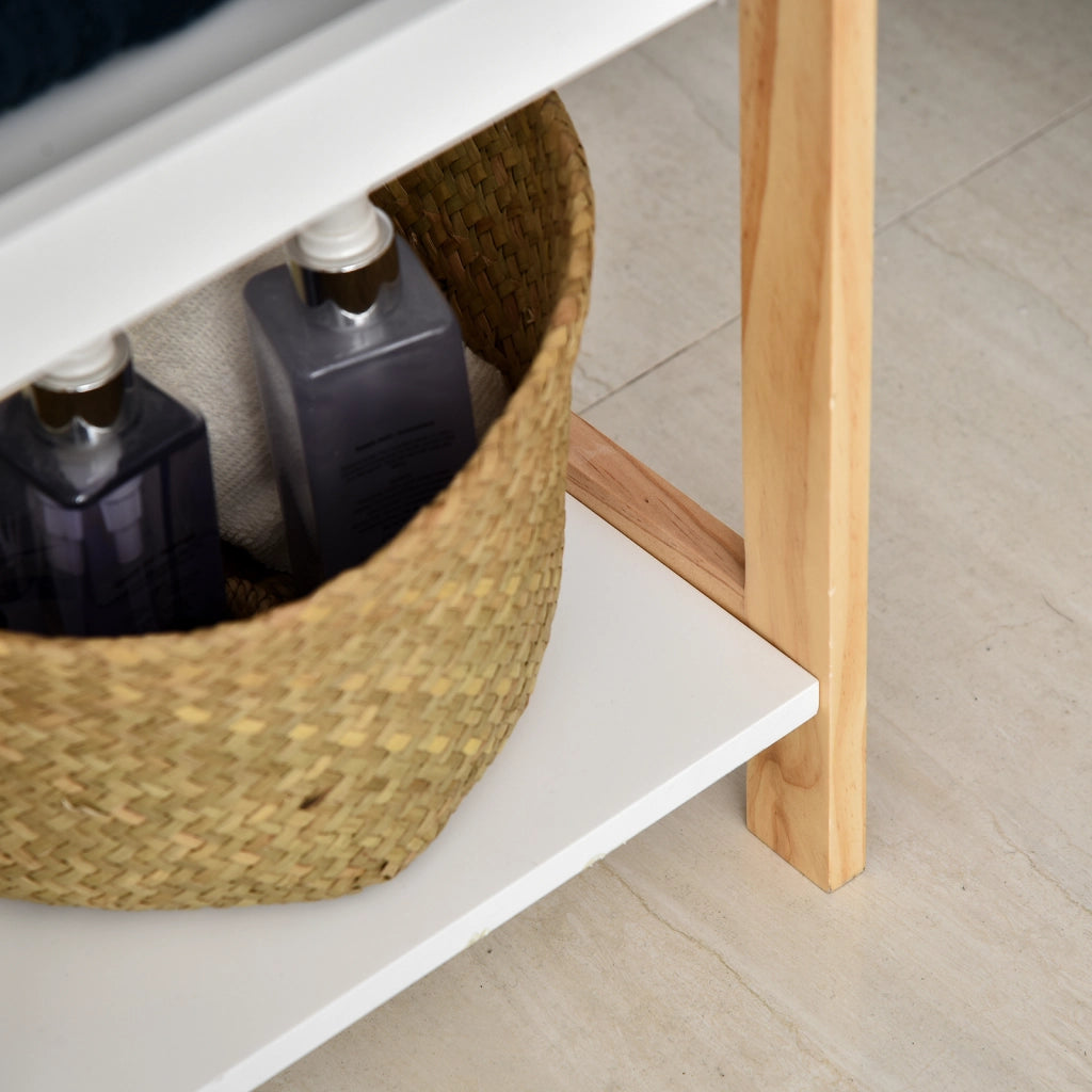 Mobiletto da Bagno Legno ¨C zephmum ¨C Beige Bianco 32x30x130