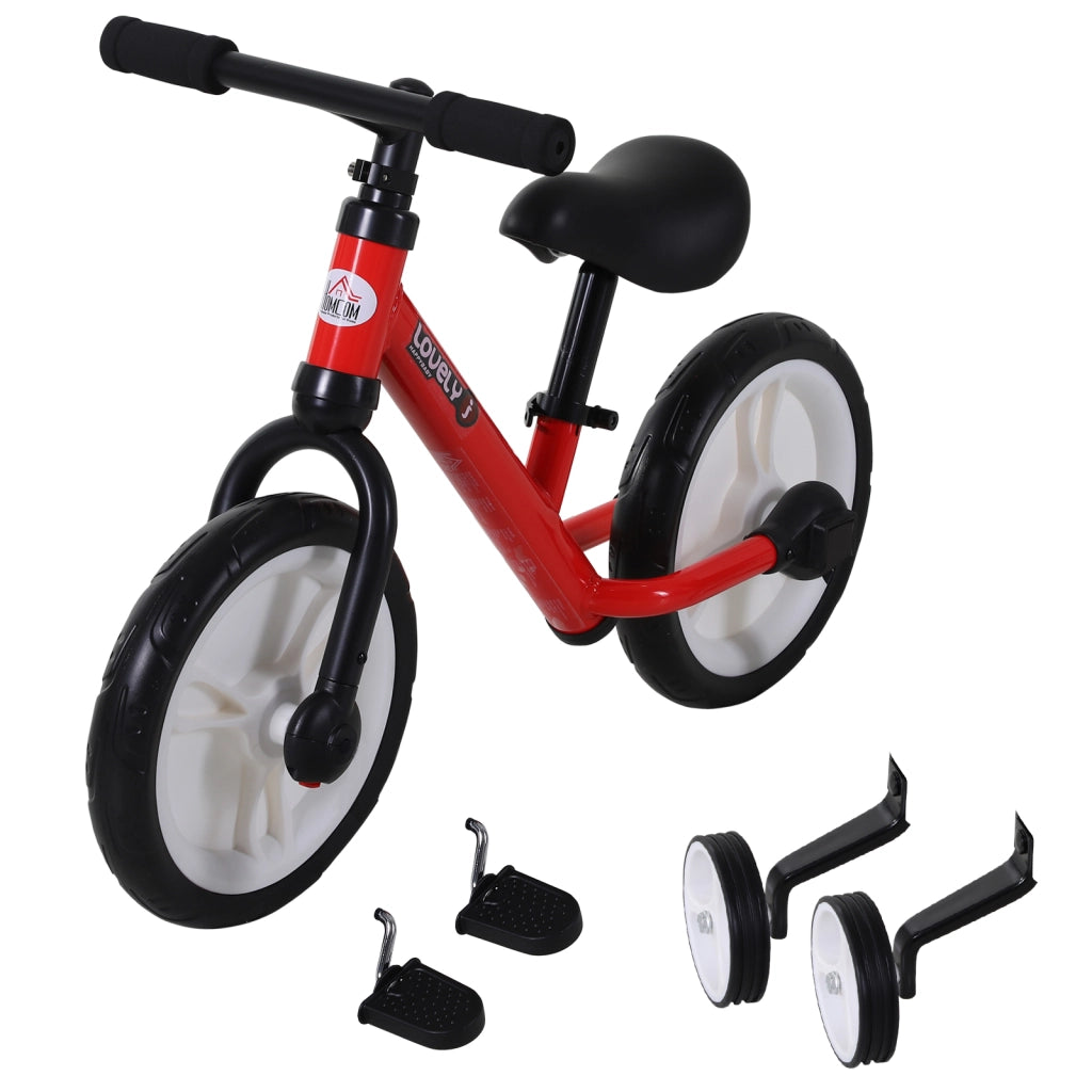 Bicicletta Bambini 2 in 1 ¨C Minimal ¨C Rosso, Acciaio, Sella Regolabile