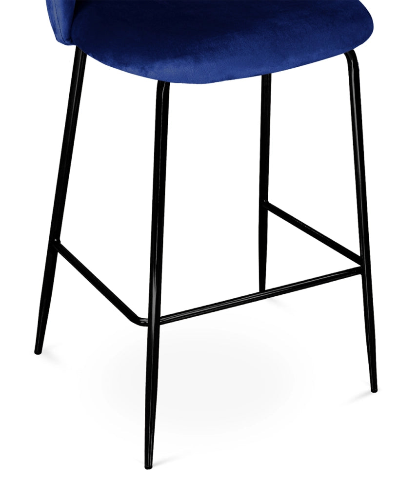Sgabello cucina imbottito, sgabello alto in velluto blu piede nero – Nicole - SG07NIPN