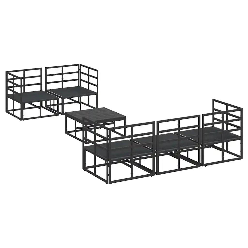 vidaXL Set Divano da Giardino con cuscino 6 pcs Nero Alluminio