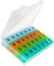 Cassetta di Cura 28 Giorni - Contenitore per Vitamine - Scatola di Medicinali da Viaggio - Bocchette Ampie - Inerte ai Fattori Chimici - 23,5 x 15 x 3,8 cm