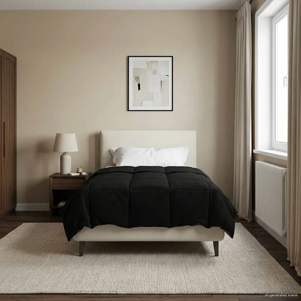 Duvet Invernale Trapuntato Nero 135 x 220 cm Microfibra 42026102